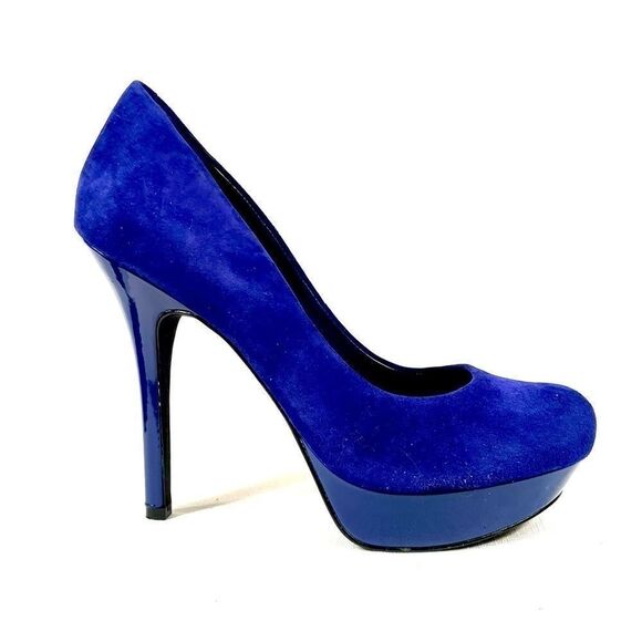 BLUE SUEDE JESSICA SIMPSON 5” HEEL PLATFORMS S-7.5 - Picture 1 of 6